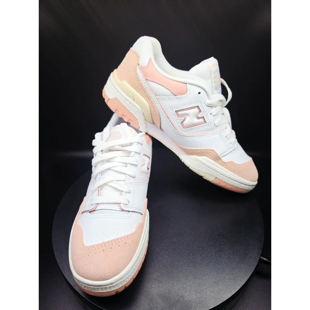 New Balance 550 Unisex Kids Low Top Lace-Up Sneakers White/Pink US 7 M/8.5 Women